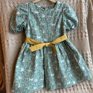 Mini Boden Vintage Bunny Dress with Tie 3-4yrs